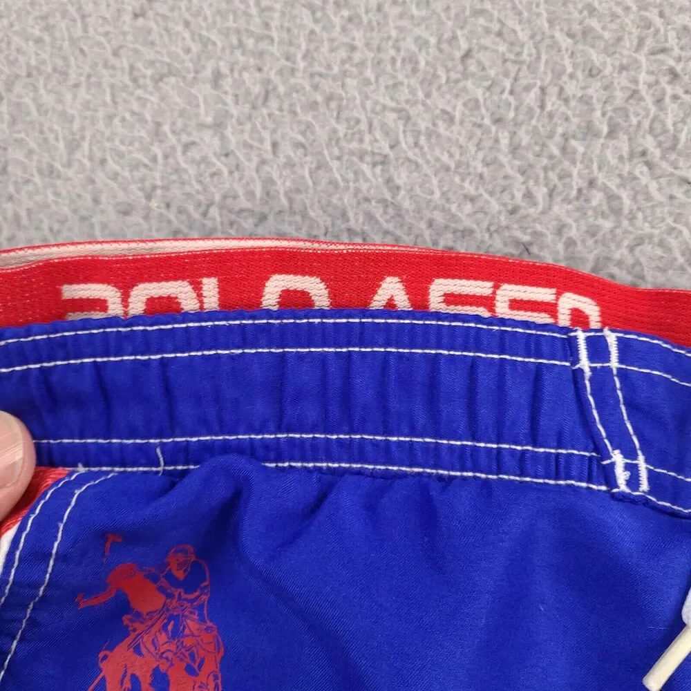 US Polo Assn Board Swim Shorts Boys Large 14/16 Blue USPA3 Champions Lined‎